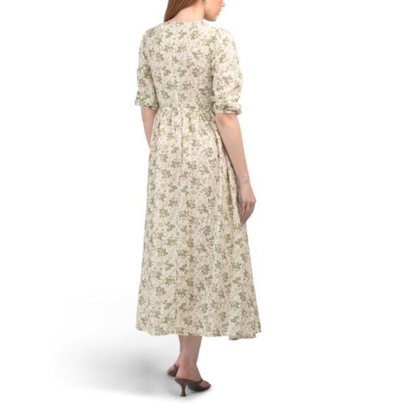 LUNA SKIES Multi Linen Blend Printed Long Sleeve Maxi Dress - Picture 2 of 2